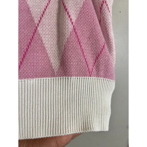 Hello Kitty Knit Sweater Vest Pink XL Argyle Preppy Academia Grunge Plaid 90s - Picture 4 of 8